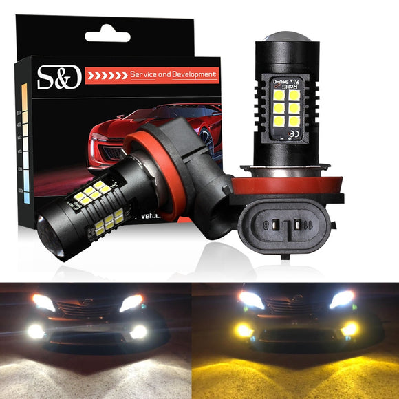 S&D 2pcs Car LED Lamps H11 H8 LED Bulbs HB4 Led HB3 9006 9005 P13W Yellow amber White 1200Lm 12V Car Driving Lamp Replace Lights