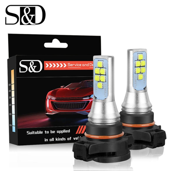 S&D 2pcs PSX24W LED Fog Bulbs 1400LM Car Light Canbus Daytime Running Light DRL Lamp Drving Bulb Auto 12V 6000k White