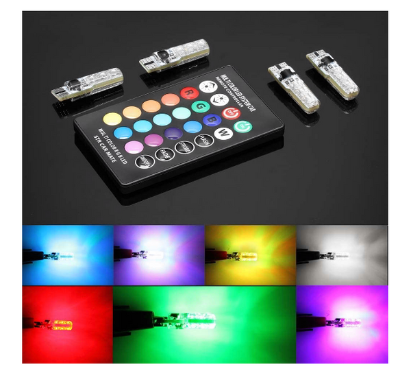 4pcs 194 T10 LED Atmosphere lights, W5W RGB LED Bulbs with Remote Cont –  sd-estore