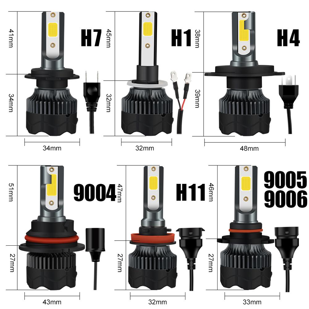 H1 H11 H4 Led H7 Led Headlight Bulb 12V Mini 9005 9006 HB3 HB4 H9