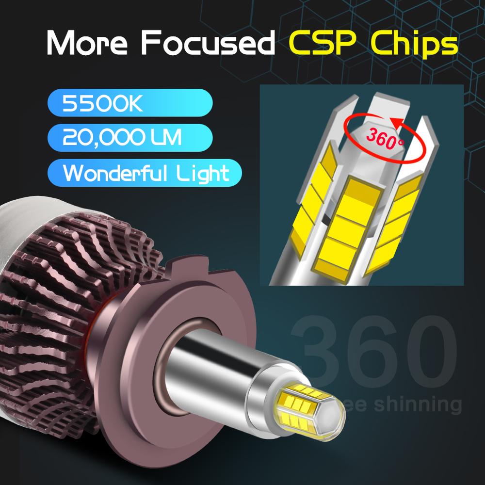 Comprar 2 uds 8 lados 20000LM 3D H7 LED Canbus 360 ° H1 H3 HB3 HB4