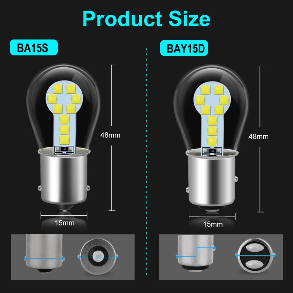 2 Pièces 1156 BA15S P21W Ampoule LED 1157 P21/5W BAY15D LED