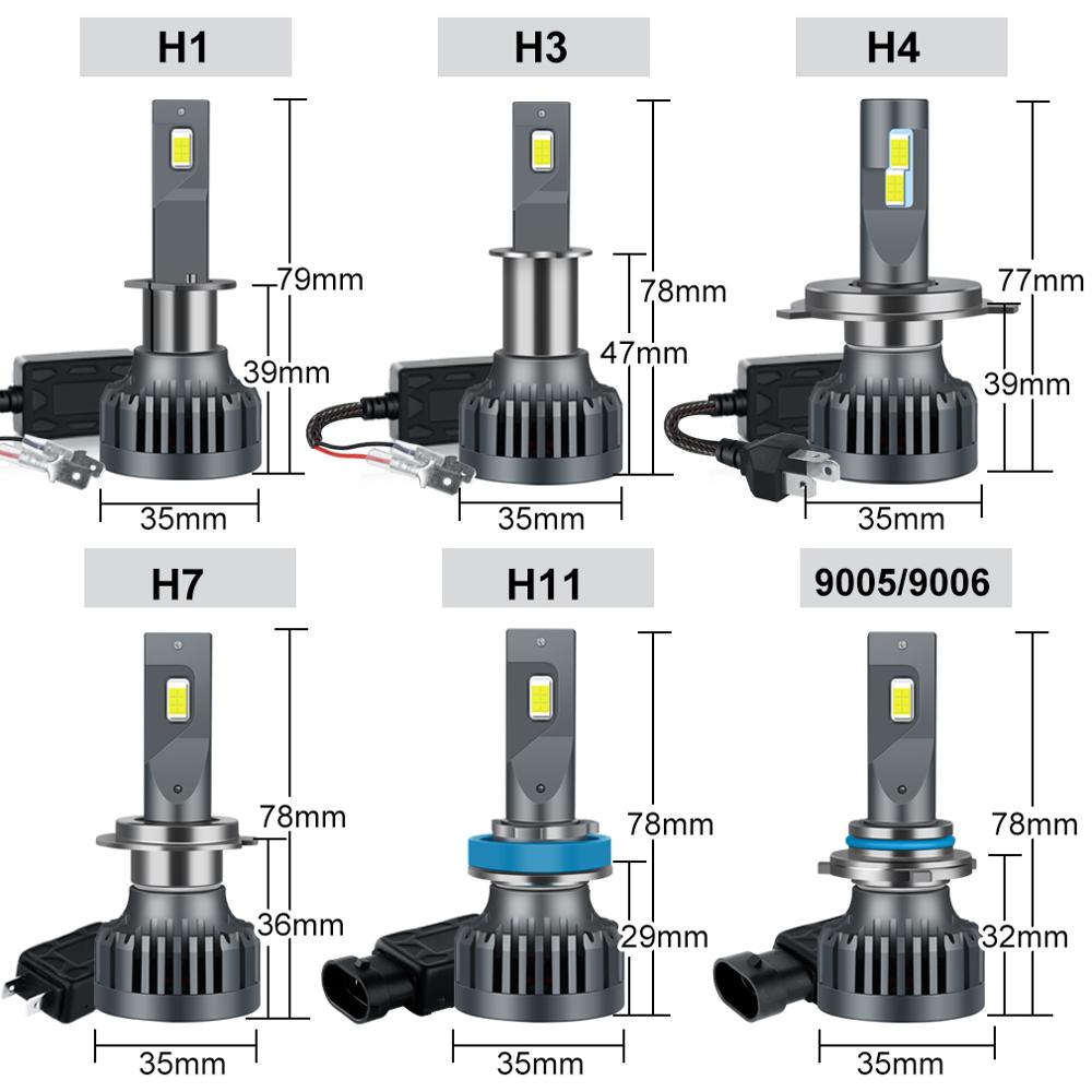 Comprar 2 uds Super brillante Mini H4 H7 LED bombillas de faros de coche  20000Lm CSP Chip Auto H1 H11 luz LED H3 H8 HB3 HB4 9005 9006 6500K lámpara  automática 12V